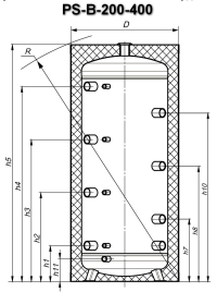 Буферна ємність для теплового насоса PS-B-00-400-GP-PU