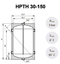 Буферна ємність для теплового насосу HPTH-B-60-WP-PU