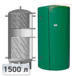 Акумуляційна ємність із двома теплообмінниками із нержавііючої сталі Kuydych ЕАІ-11-1500 1500 л