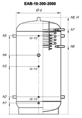 Буферна ємність з верхнім теплообмінником для ГВС ЕАВ-10-300