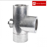 Трійник 87° із нержавіючої сталі 1,0 мм з теплоізоляцією в оцинкованому кожусі з ревізією